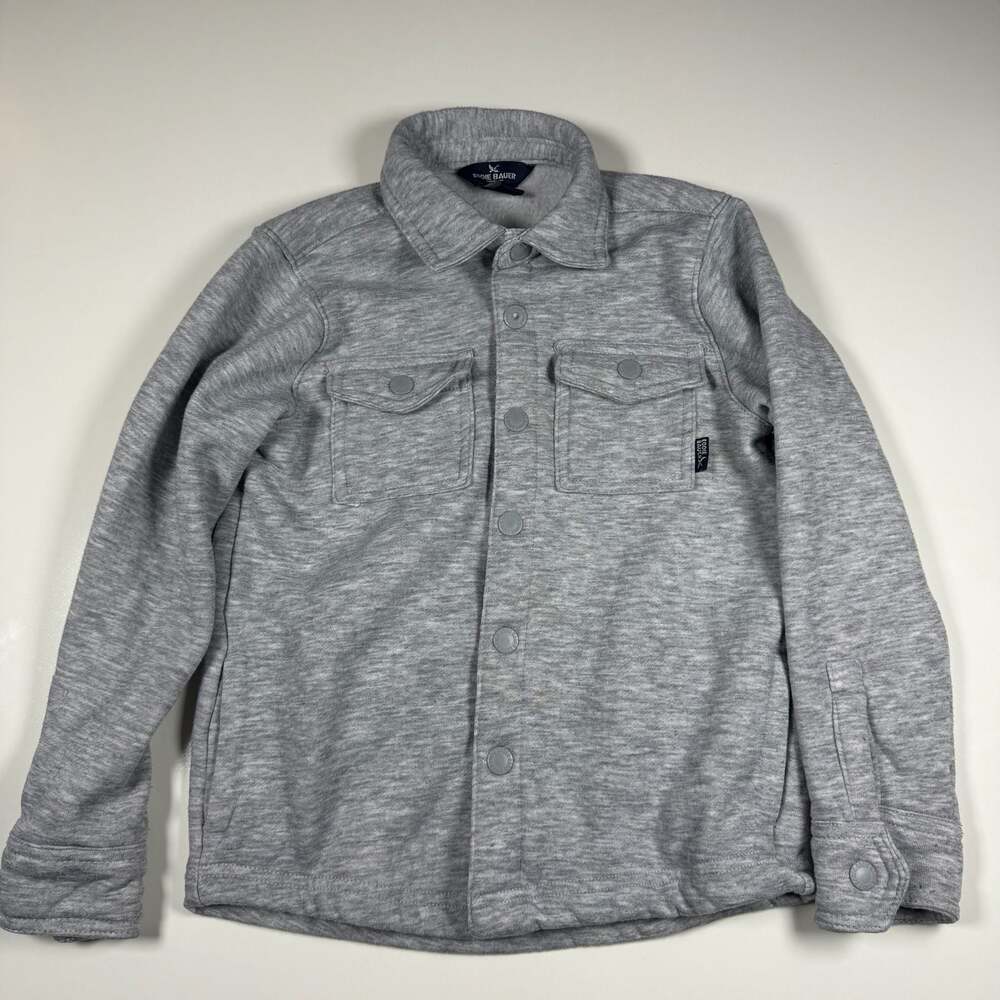 Eddie Bauer Kids 6 Gray Knit Shacket Microfleece Lined Snap Shirt Jacket